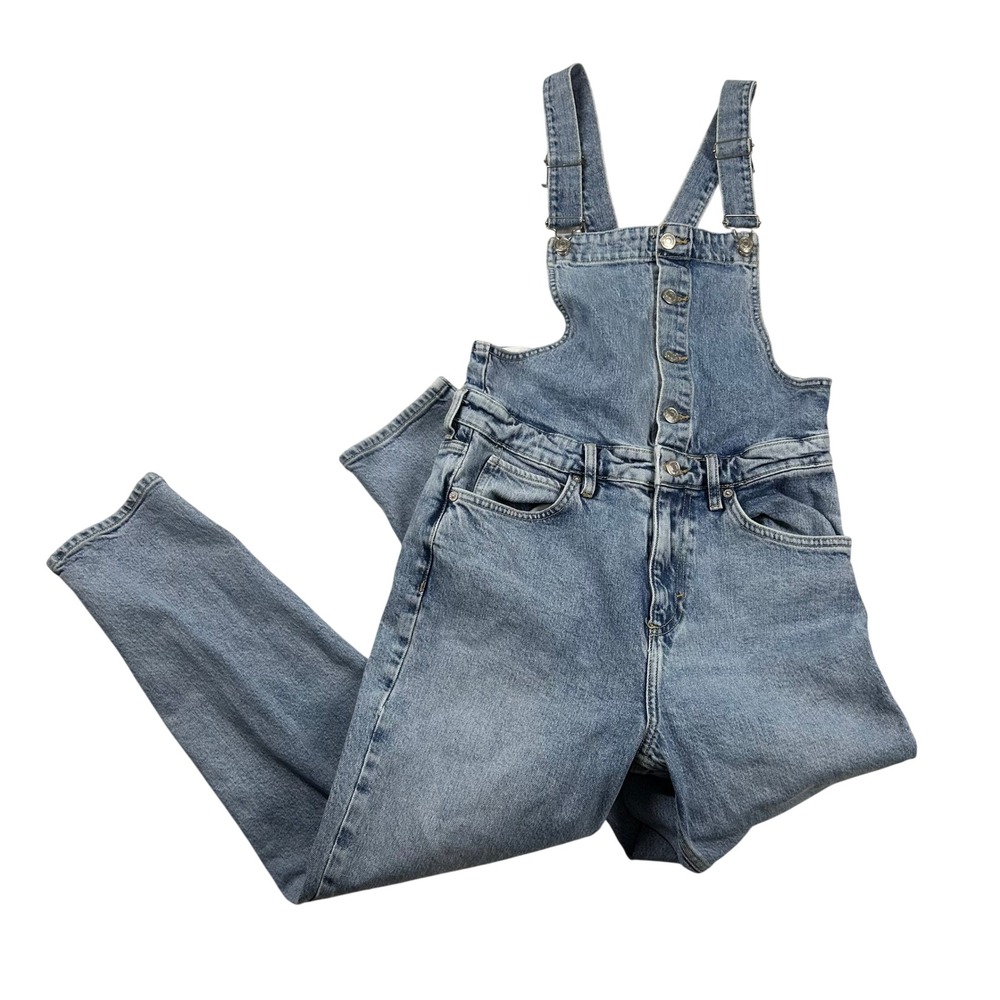 We The Free Free People Overalls Womens 28 Light Wash Blue Button Front Boho